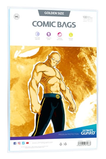 ULTIMATE GUARD COMIC BAGS (100) | GOLDEN AGE SIZE | SHORTBOX COMIC CARE