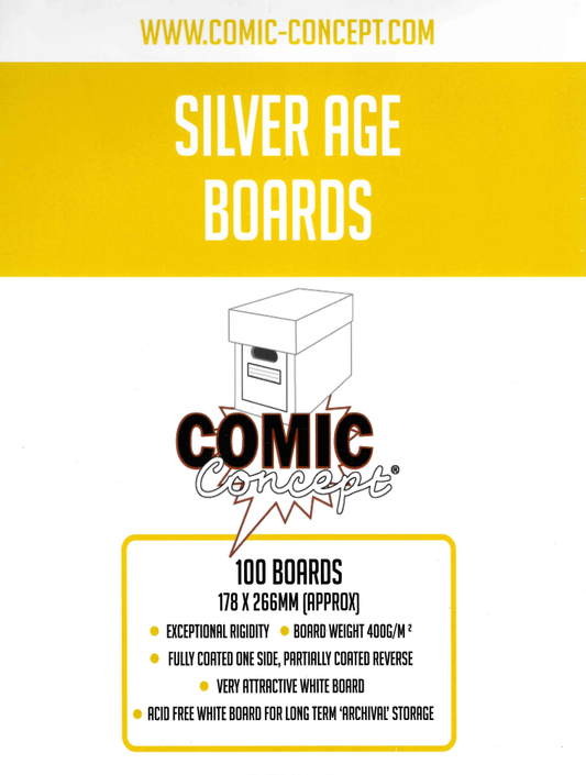 COMIC CONCEPT BACKING BOARDS (100) | SILVER AGE  SIZE | ACID FREE | SHORTBOX COMIC CARE