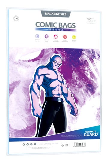 ULTIMATE GUARD COMIC BAGS (100) | MAGAZINE SIZE | SHORTBOX COMIC CARE